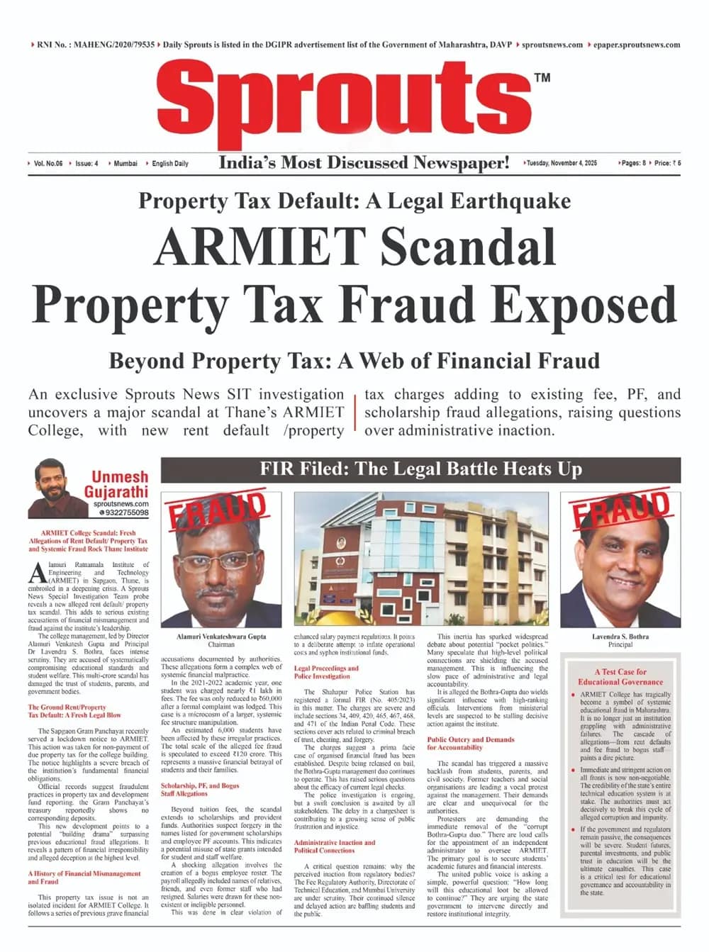 ARMIET College Under Fire for Tax Default, PF & Scholarship Fraud.