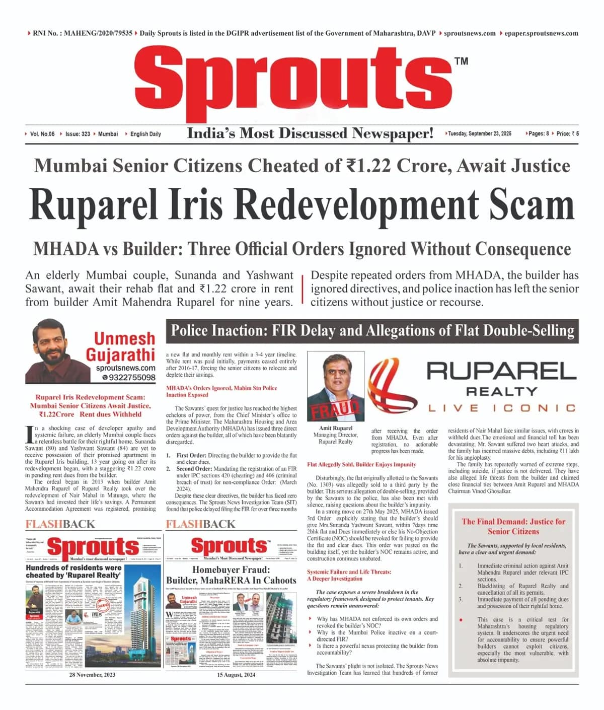 Ruparel Iris Redevelopment Scam Seniors Cheated of Flat, Rent.